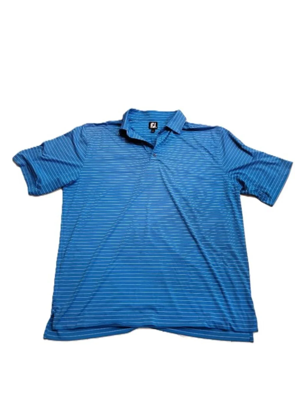 Foot Joy Polo Shirt Mens 2XL XXL Blue White Performance FJ Golf Short Sleeve